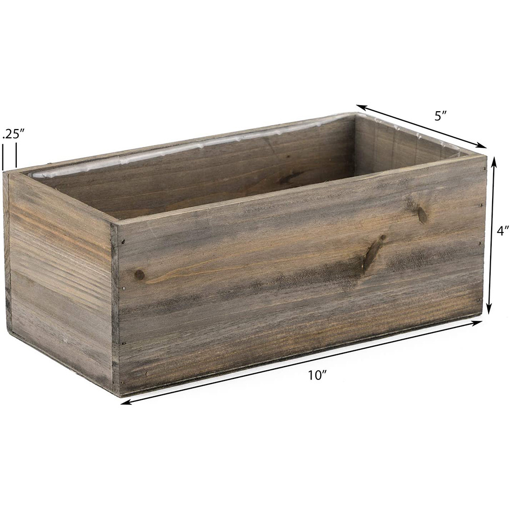 Rustic Wood Planter Box with Removable Plastic Liner (4 Colors Available) | Rustic Wooden Planters Indoor Decorative Box