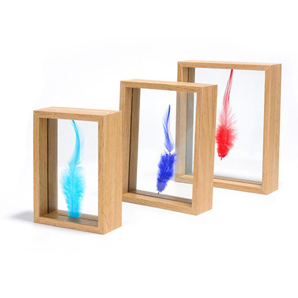 Natural Solid Wood Bulk Box Frame Wholesale Custom Small Shadow Box Frames wall hanger wood