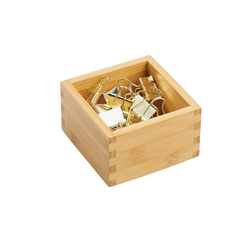 High quality Bamboo Storage Bin Container Square mini wooden crate wood storage box for Kitchen Pantry Cabinet