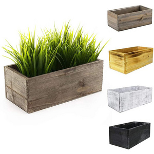 Rustic Wood Planter Box with Removable Plastic Liner (4 Colors Available) | Rustic Wooden Planters Indoor Decorative Box