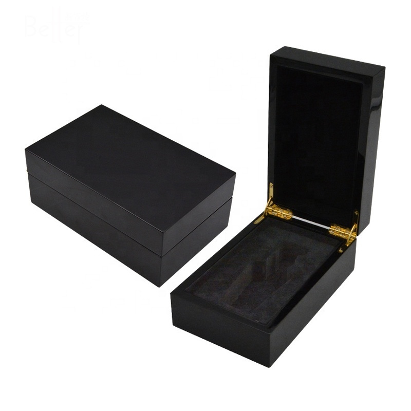 Black Piano Lacquer Custom Luxury wooden Perfume Bottle Box Packaging Gift Boxes With Key Lock