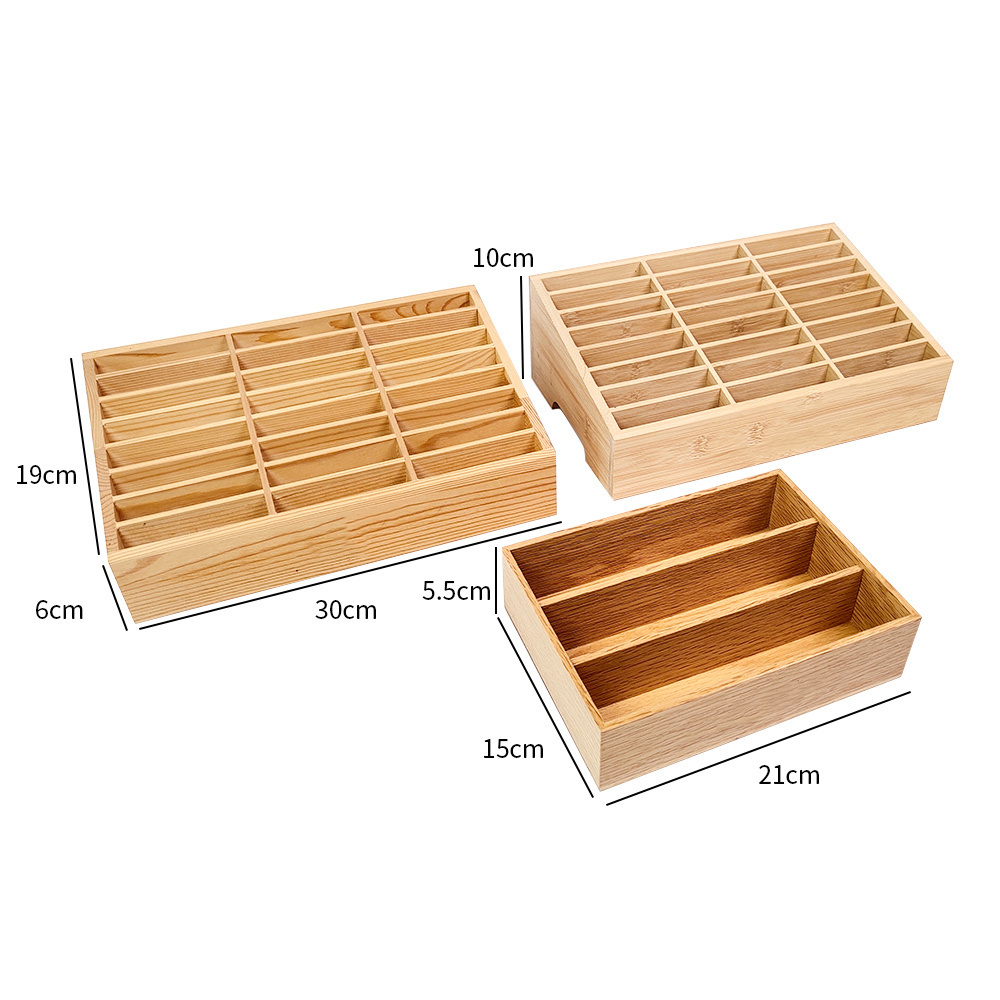 Natural Divided Sections Compact Food Storage Organizer Bin Box Costom Wooden Box