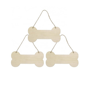 Unfinished DIY Crafts Dog Bone Blank Wall Decorative Wooden Hanging Sign Wooden House Plaques