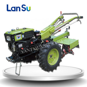 LANSU Mini walking tractor grass cutter12-22hp walk behind tractors good price for sale