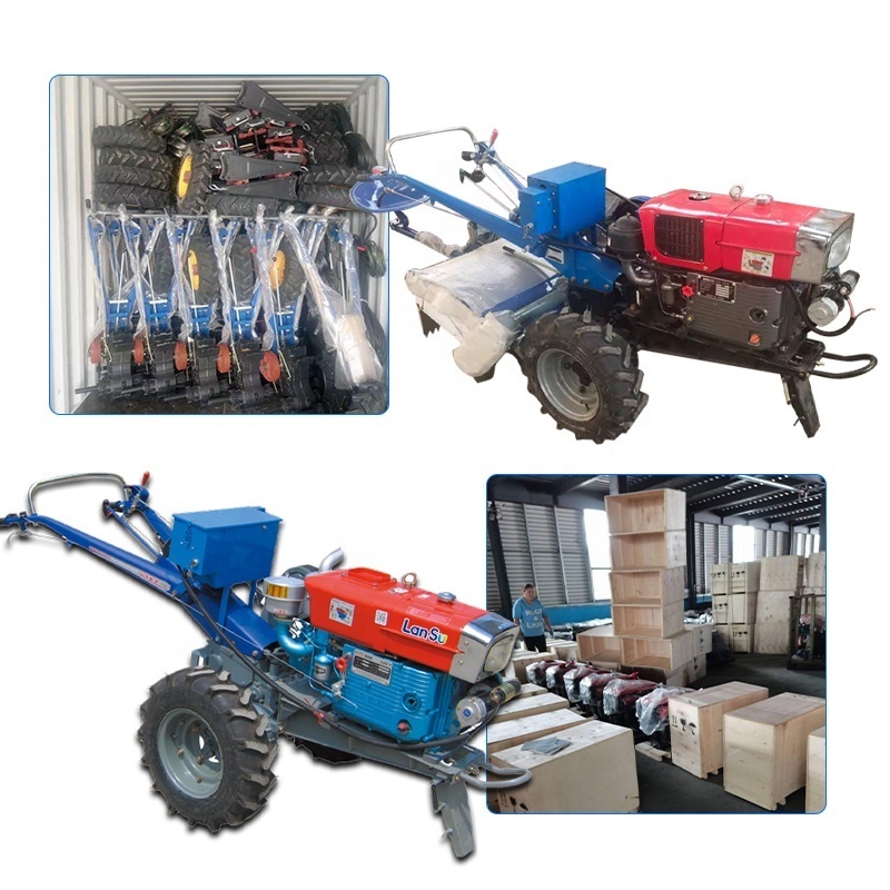 diesel engine mini tractor farming agricultural Multi functional power tiller 8HP 15 hp walking tractor