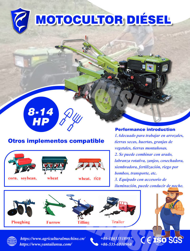 Factory Directly Sale High Quality Water Cooled Diesel Two Wheel Walking Tractor