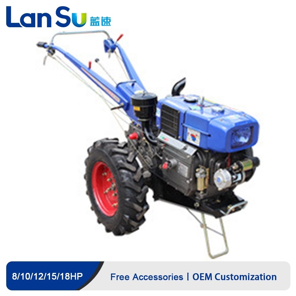 diesel engine mini tractor farming agricultural Multi functional power tiller 8HP 15 hp walking tractor