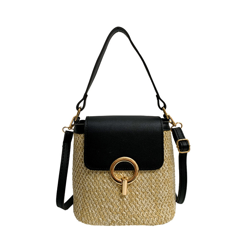 2022 Wholesale Lock Leather Ladies Hand Bags Crossbody Women Handbags Woven Beach Straw Bag