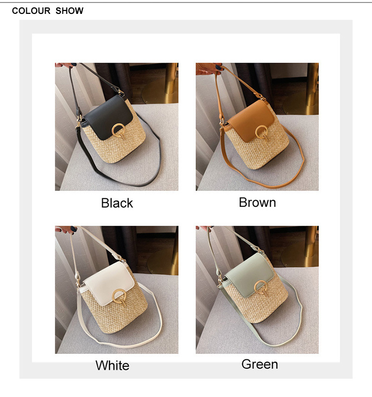 2022 Wholesale Lock Leather Ladies Hand Bags Crossbody Women Handbags Woven Beach Straw Bag