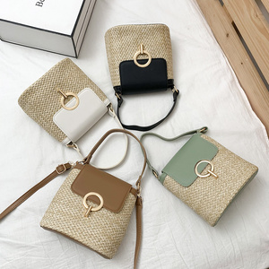 2022 Wholesale Lock Leather Ladies Hand Bags Crossbody Women Handbags Woven Beach Straw Bag