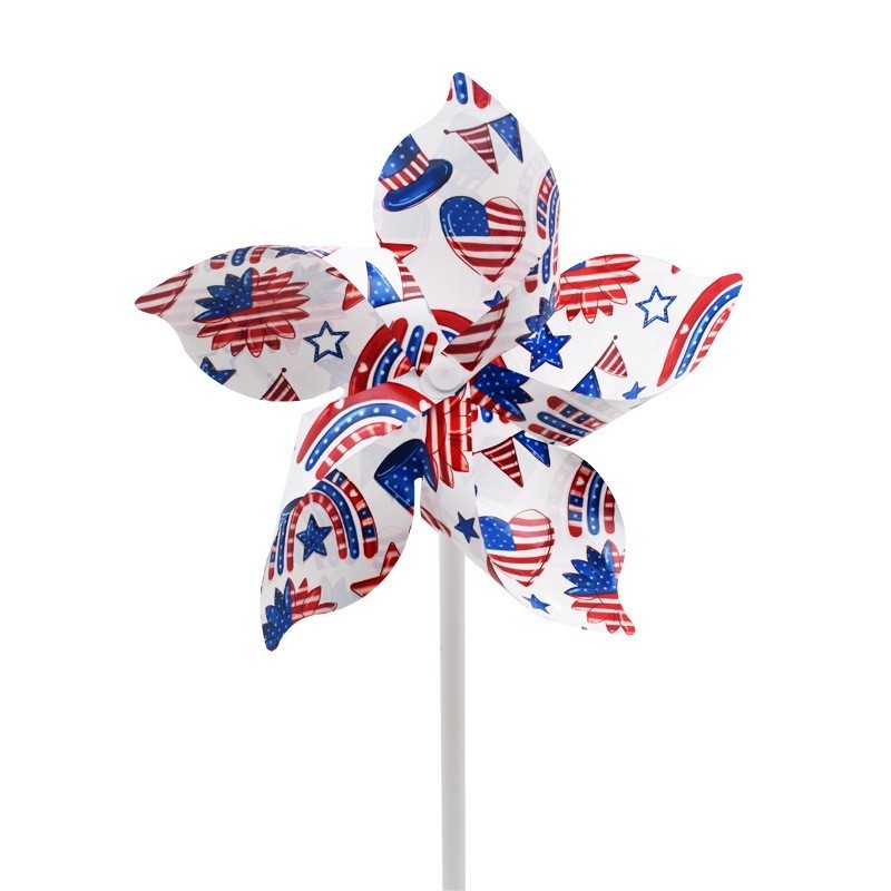 American Plastic Flag Sublimation PET Windmill Blank Decoration Yard Garden Art Lawn Windmill Toy Wholesale