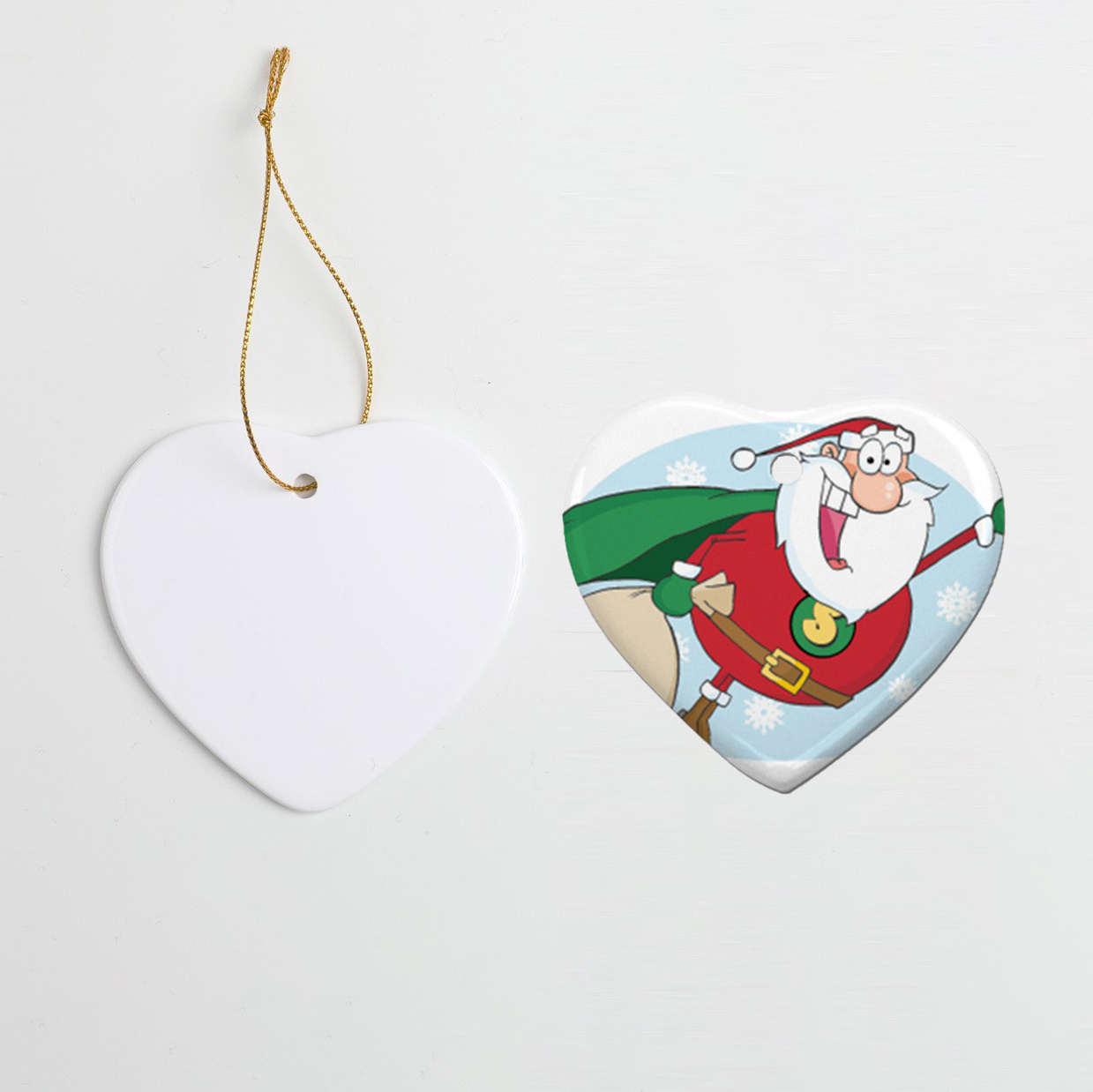 Heart Shape sublimation Ceramic ornament blank Xmas adornment Christmas Pendant