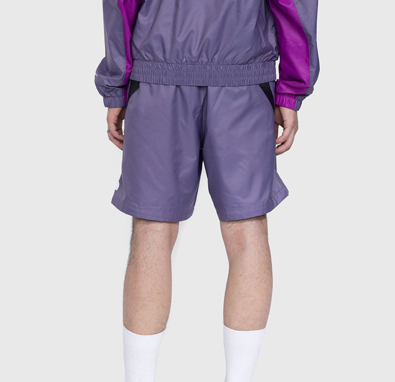 Custom Logo Men Zipper Sports Nylon Purple Color Shorts Casual Drawstring High Street Mens Above Knee Shorts With Pockets