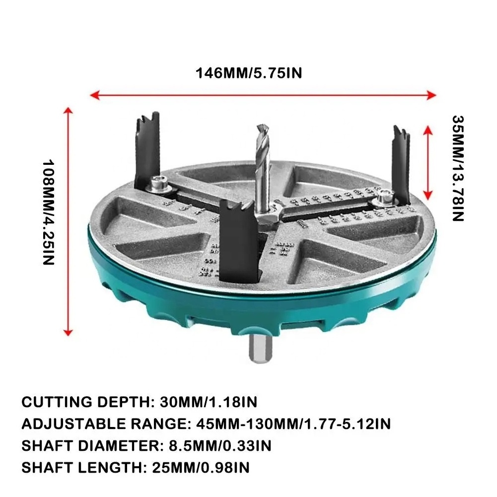 Woodworking Hole Opener Cutting Tools Adjustable Hole Saw Diameter For Gypsum Board Cork Board For Home Improvement