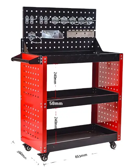 tool cart with back board workshop metal tool cabinet with handle and wheel storage tool cabinet