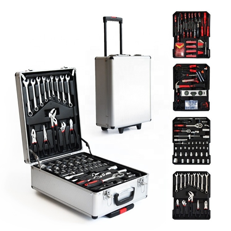 186pcs Set Power Pull Aluminum Four Layers Hardware Combination Auto Repair Household Tools socket Set Box Tool Set