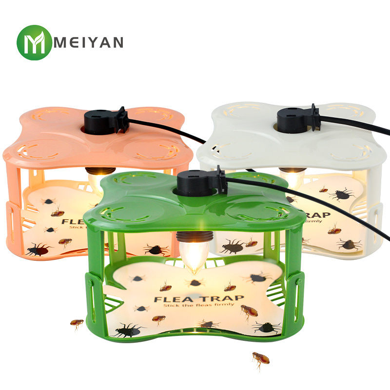 Flea Traps with Sticky Disc  Bulbs Electric Wires Flea Traps for Inside Your Home Safe Flea Light Trap