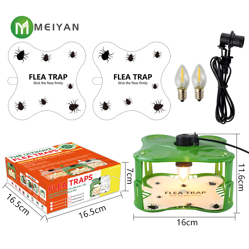 Flea Traps with Sticky Disc  Bulbs Electric Wires Flea Traps for Inside Your Home Safe Flea Light Trap