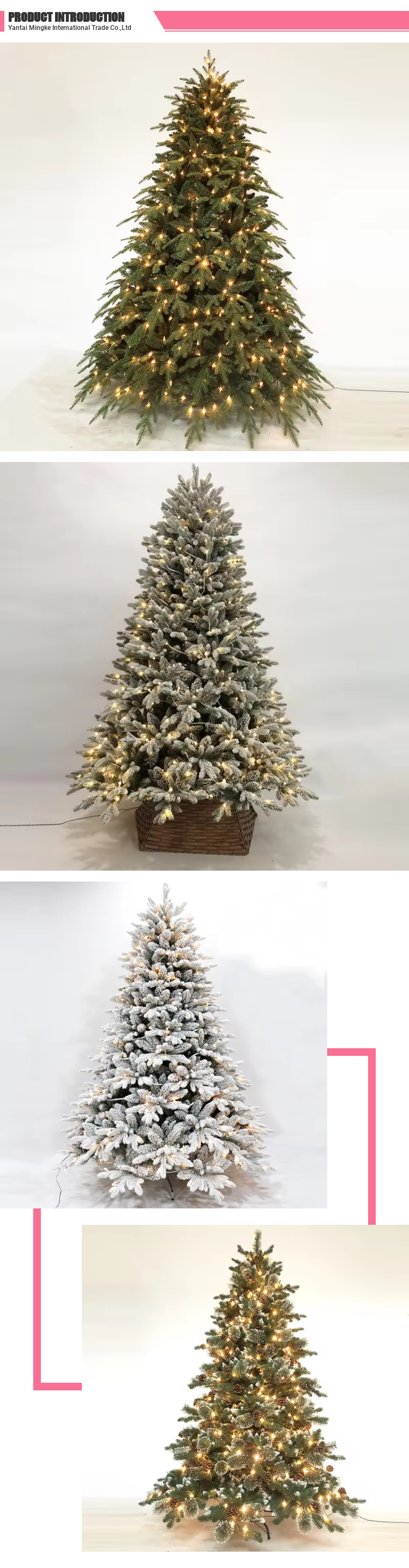 Factory Christmas Tree with Lights PE PVC Mixed Snow Artificial Tree and Snow Effect arbol de navidad Christmas Decorations