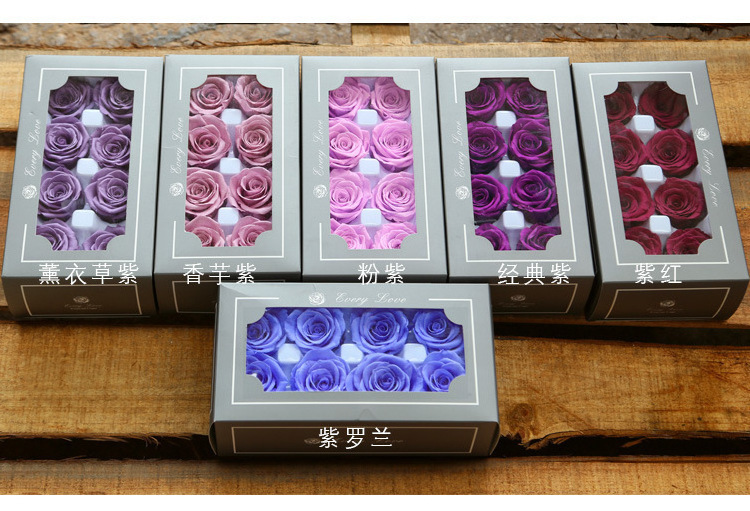 Wholesale Eternal Life Flower Material Gift Box Immortal Rose 6pcs  Flower dried rose Artificial Preserved Flowers Head Roses