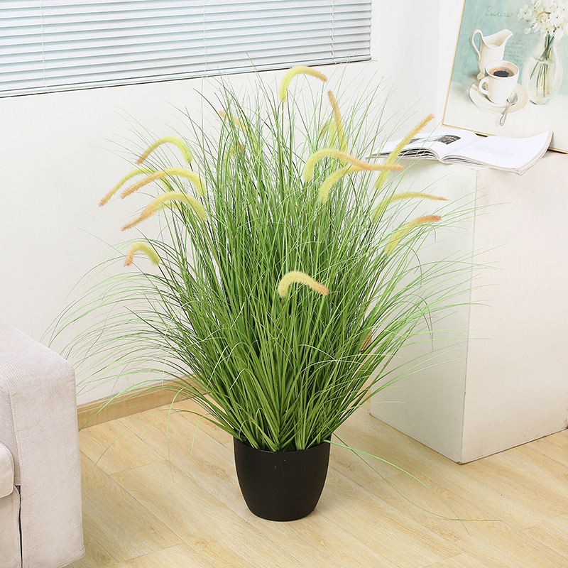 High Quality tail grass Onion Wheat Grass Shrubs Fake Plastic Bushes Outdoor Home Garden Decor Artificial Potted Onion Grass