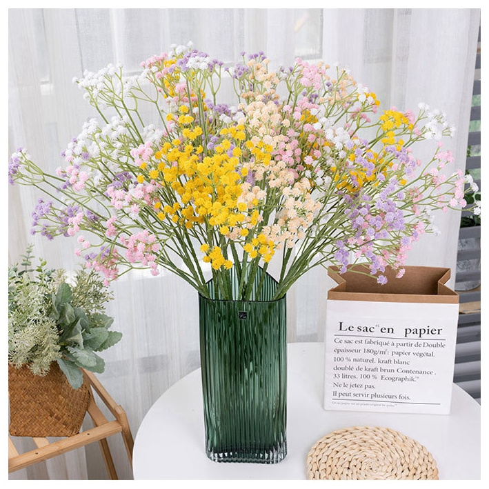 Factory wholesale wedding decorative artificial centerpiece flower decor white blue yellow pink babys breath fake flowers