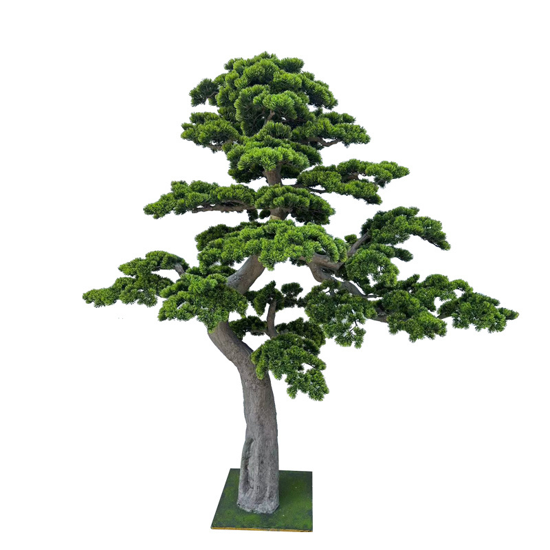 Artificial  Welcoming Pine Tree, Simulation Plant Decorative Bonsai, Desk Display Fake Tree Pot Ornaments for Home, Office, Shop