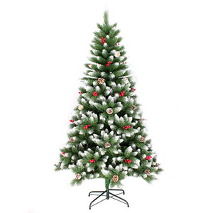 Christmas pointed spray white pine cone red fruit Christmas tree hotel shopping mall decoration set tree white falling snow