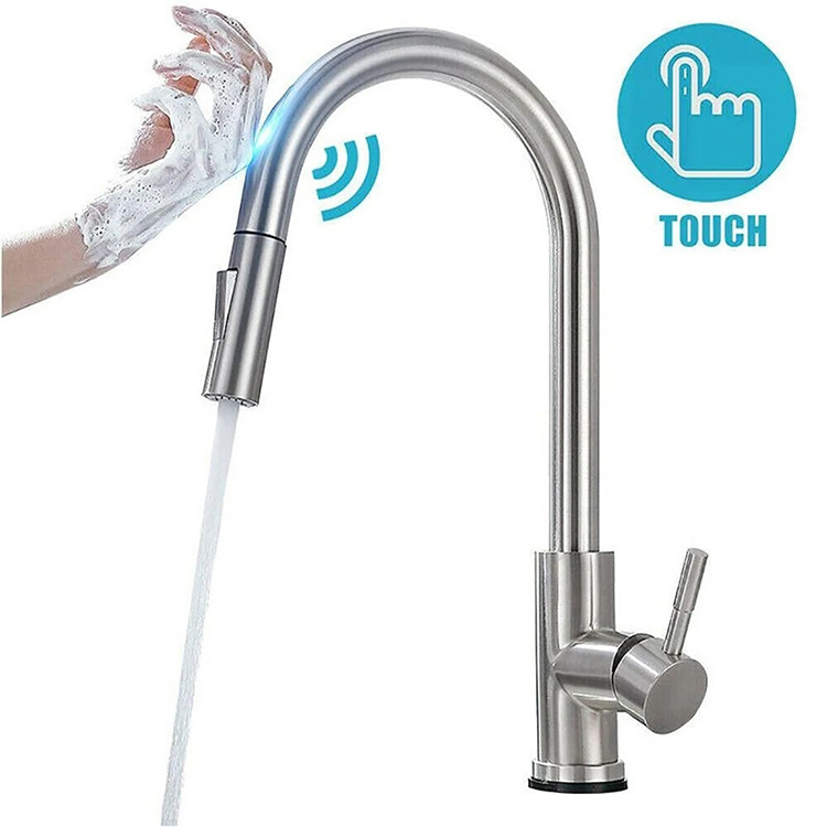 Cheap Stainless Steel 304 Hot Cold Mixer Pull Down Automatic Hot Water Sensor Tap Smart Touch Kitchen Faucet