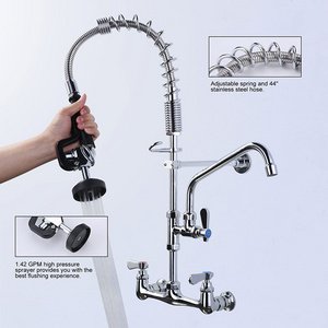 Commercial Faucet with Sprayer Kitchen Sink Faucet Spout and Pull Down Pre Rinse Sprayer Faucet