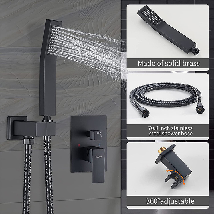 Concealed Shower Luxury Wall Mounted Bathroom Shower Faucet and Shower Mixer Head Rain System