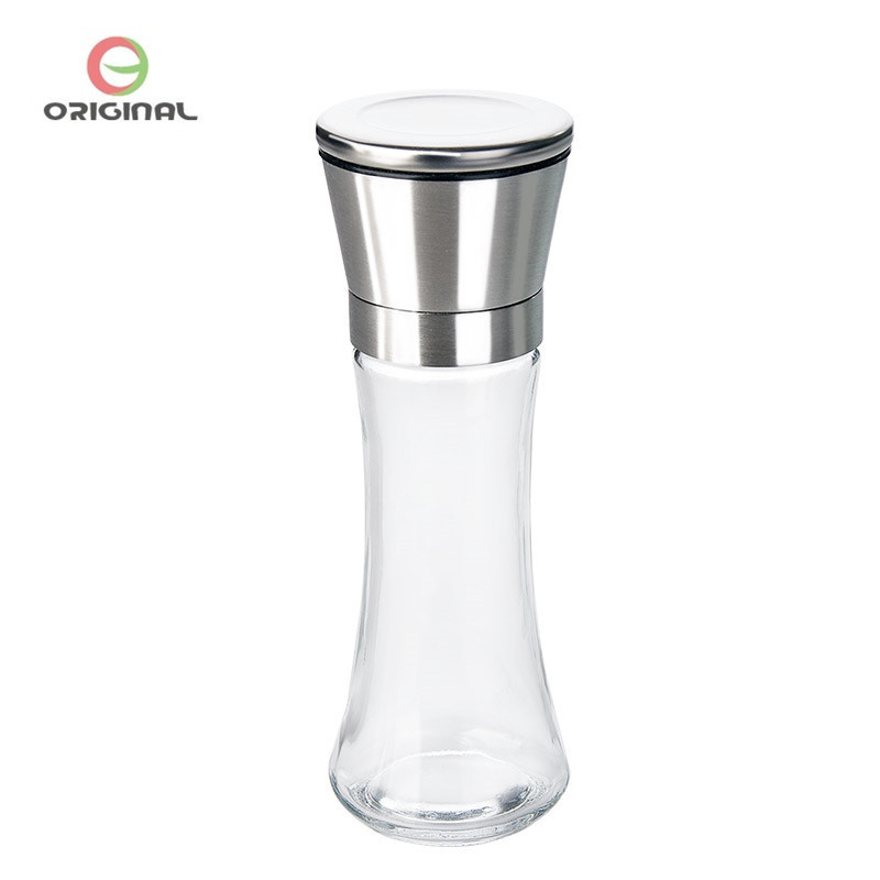 In Stock Ceramic Core 180ml Stainless Steel Glass Salt and Pepper Grinder Spice Herb Mill