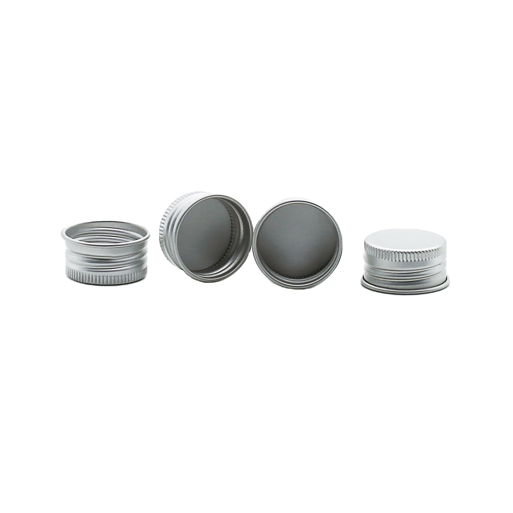 Custom Size 28MM Metal Screw Lid 18mm Silver Aluminium Caps for 50ml Mini Bottle