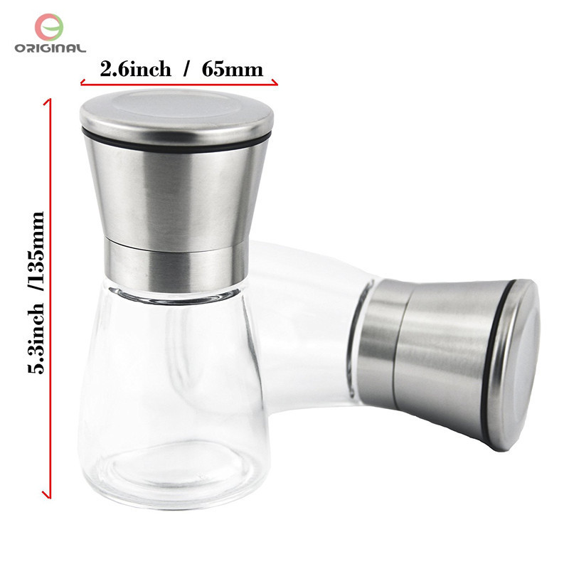 manual grinder glass jar Stainless steel salt pepper mill commercial spice grinder