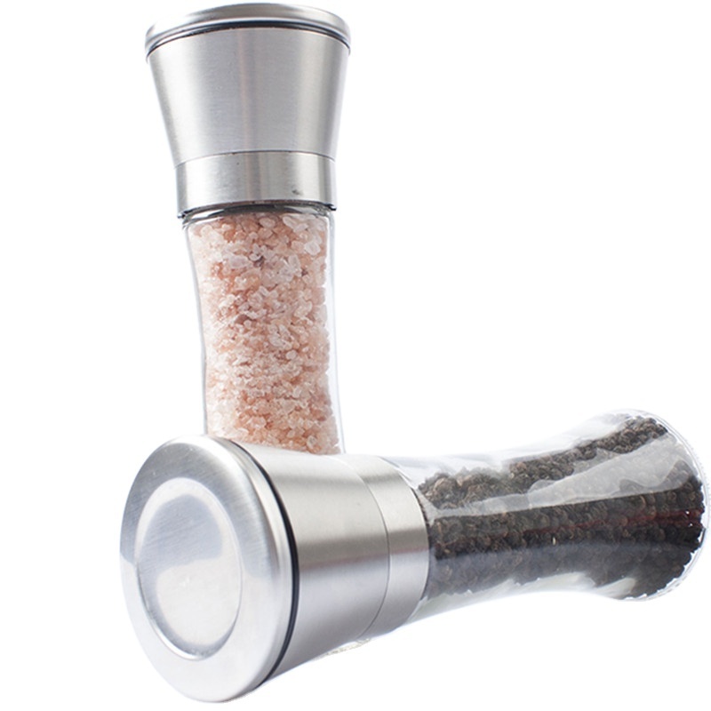 Logo Printing 200g Manual Glass Spice Mills 180ml Pepper Grinder Bottle with Ceramic Core