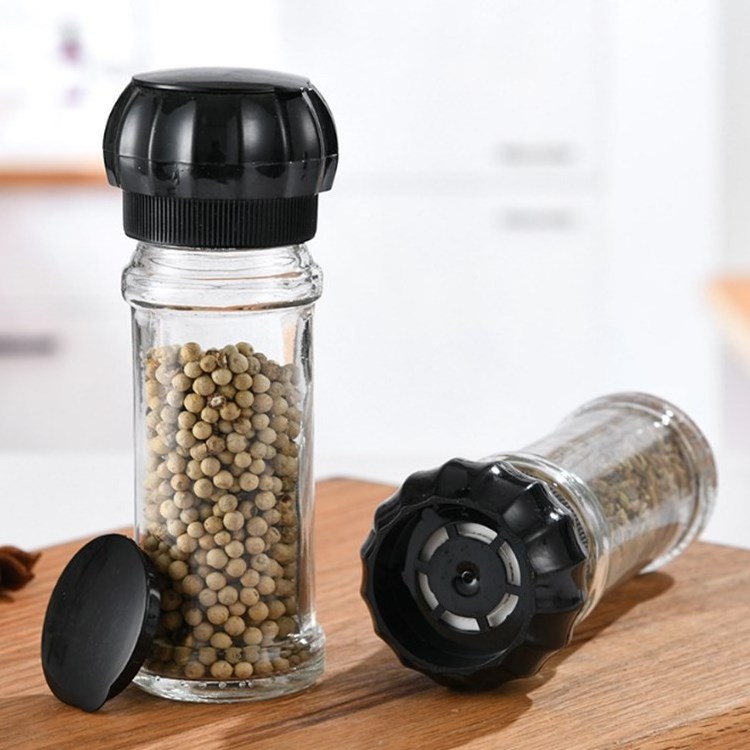 Customized Capacity Empty Spice Pepper Grinder Herb Mill Glass Salt Grinder