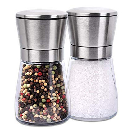 manual grinder glass jar Stainless steel salt pepper mill commercial spice grinder