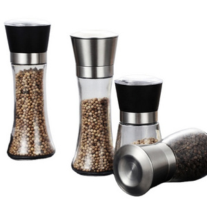 Custom Logo Ceramic Core Herb Bottle 180ml Salt and Pepper Grinder 160ml Spice Glass Grinder