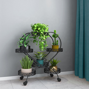 Black Outdoor Metal Plant Stand Rolling Flower Pot Stands Indoor Flower Pot Shelf 6 Tier Holders Flower Stands