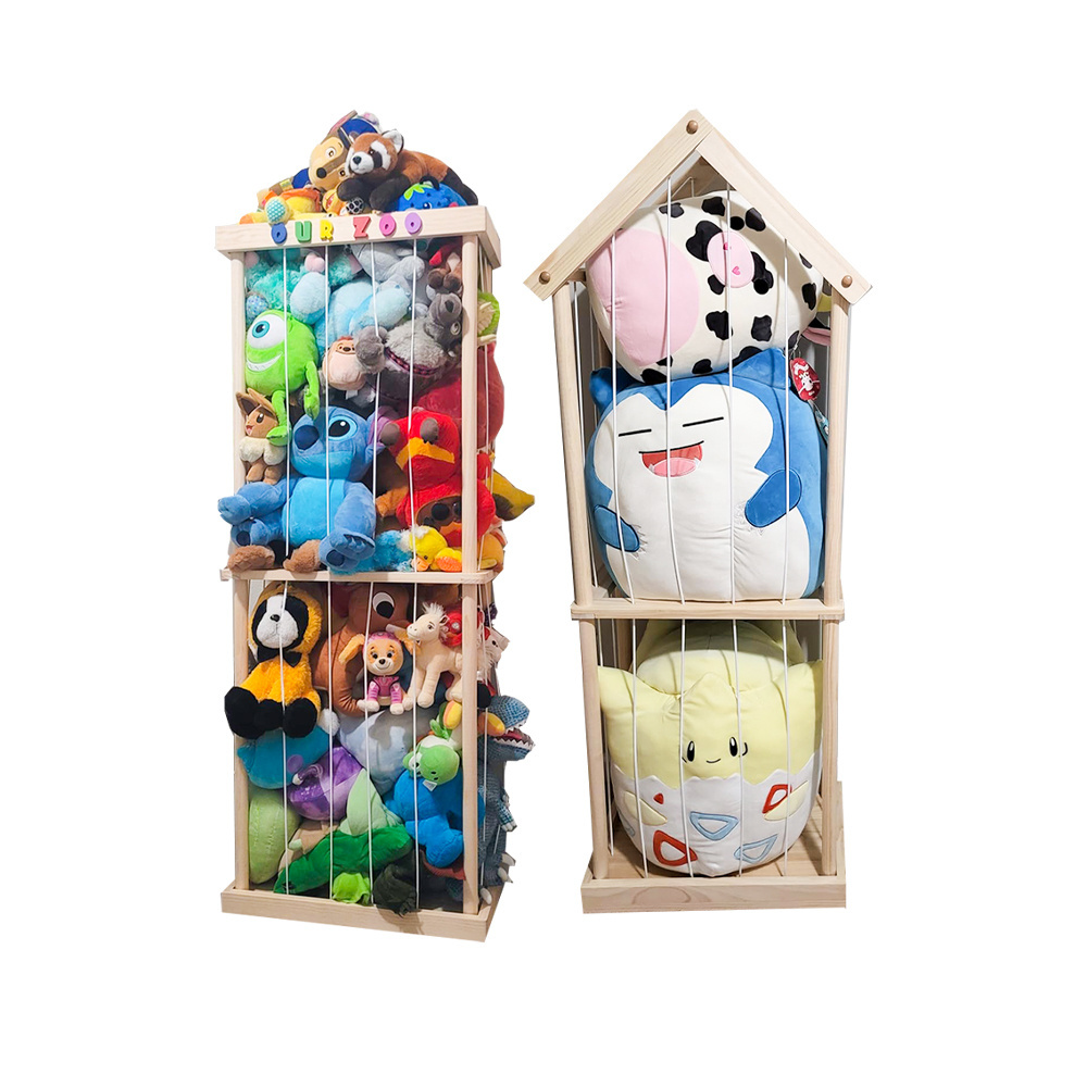 Stuffed Animal Storage Wood Kids Toy Storage Organizer Stuffed Animal Holder Playroom Nursery Room Organizer for Plush Toys