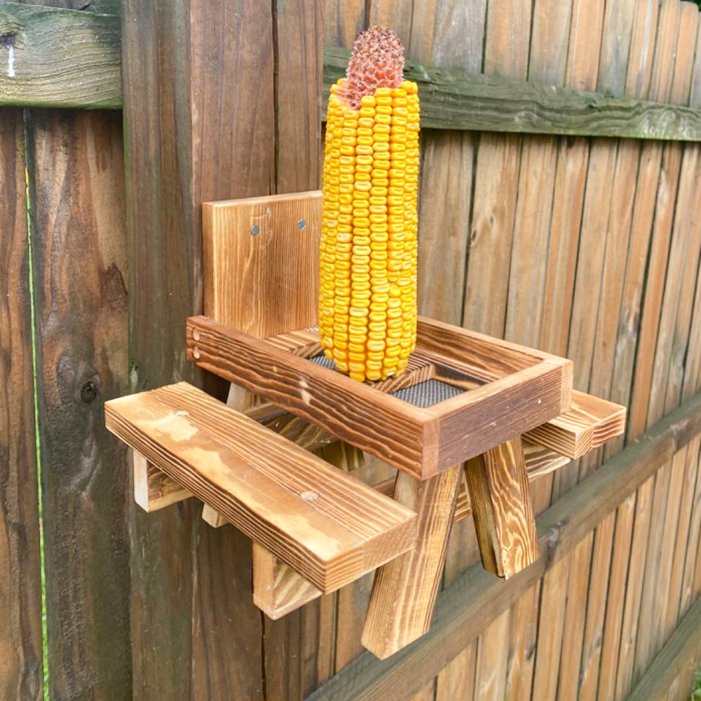 Weather-resistant Bamboo Wooden Hanging Squirrel or Bird Feeder