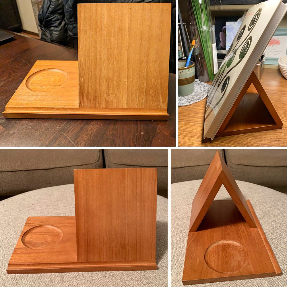 Wooden Triangle Bookmark Multi Functional Book Laptop Holder Tablet Stand, Unique Book Lover Gift, Nightstand Book Holder