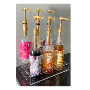 Acrylic Clear Wine Bottle Holder & Coffee Syrup Rack, 2 Tier Coffee Bar Syrup Bottle Display Stand Coffee Bar Organizer