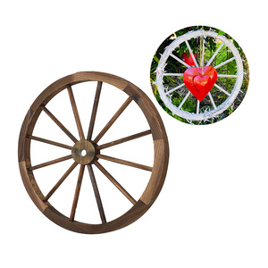 Decorative Retro Large Wood Wheel Garden Art Wall Decor Outdoor Wooden Wagon Wheel