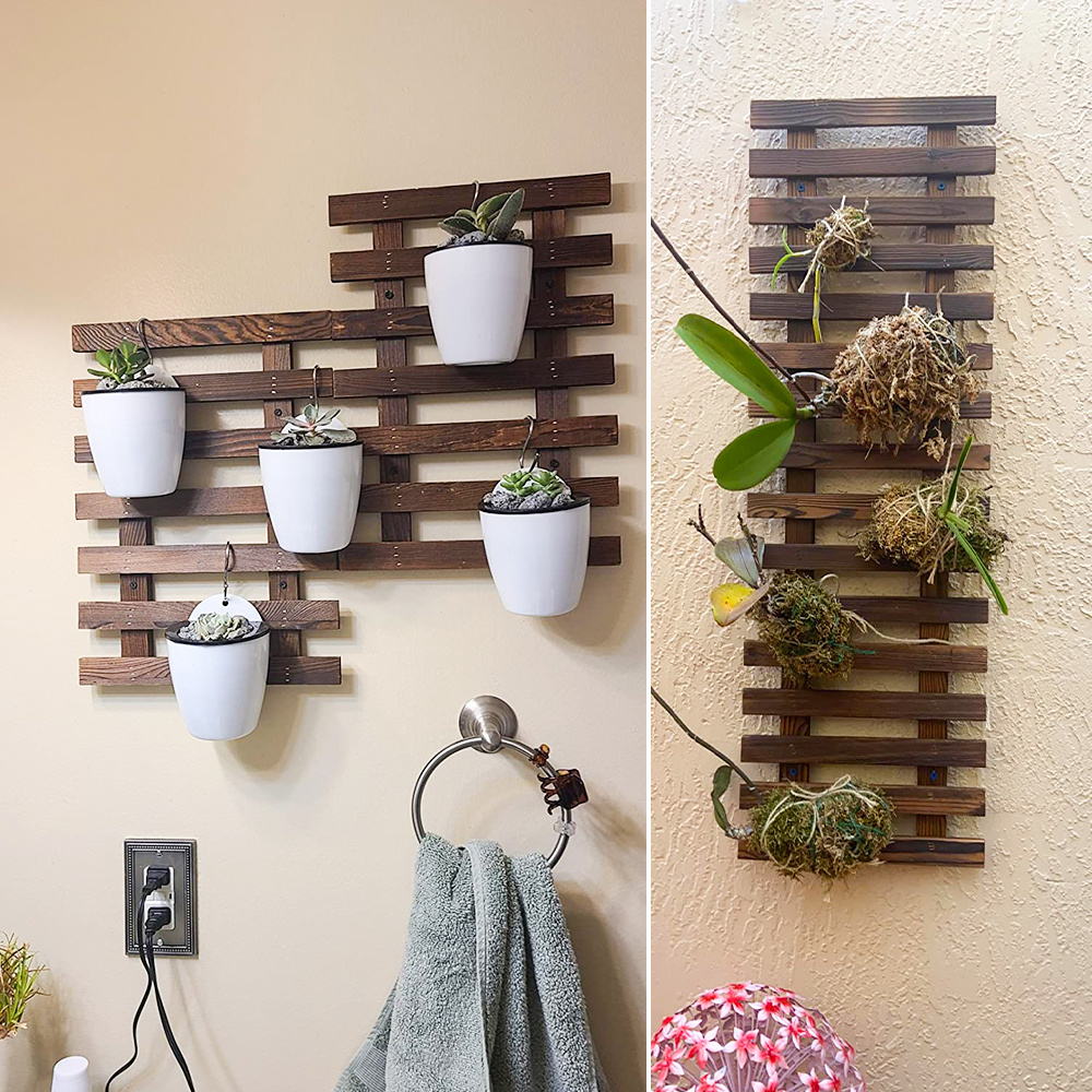 Rustic Wall Planter Wooden Hanging Planter for Indoor Plants, Air Plant Succulent Holder Hanger, Vertical Garden