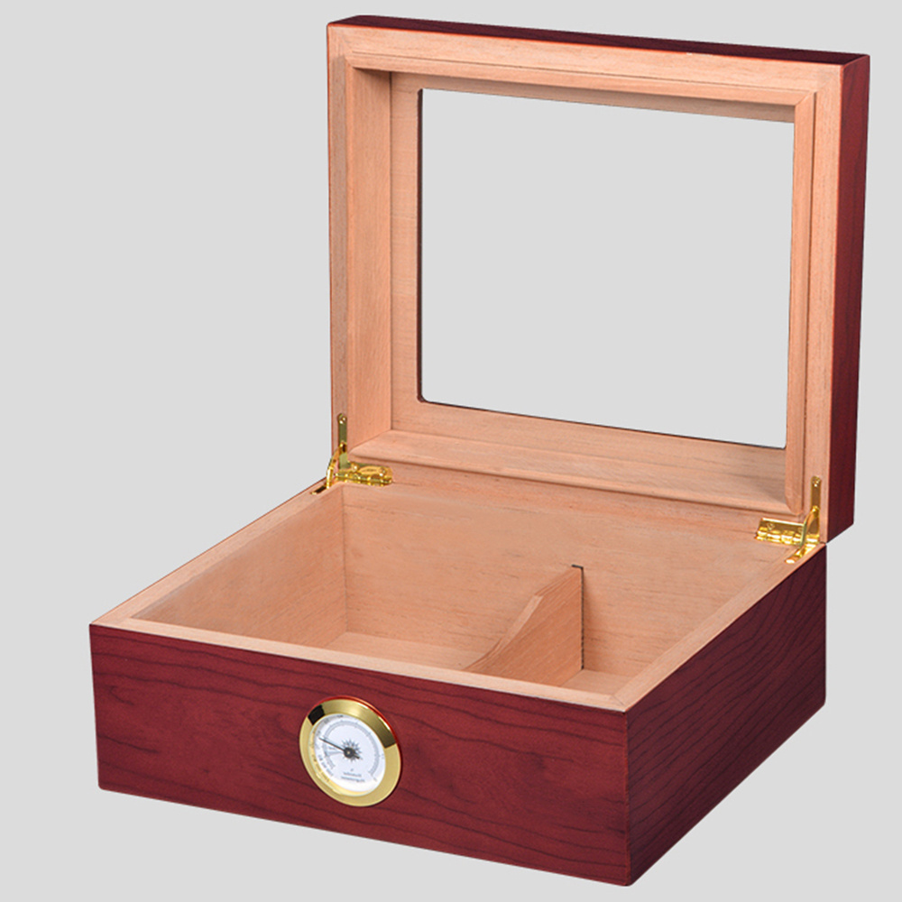 Luxurious Cigar Humidor Handmade Wood Cigar Box Desktop Humidor with Hygrometer and Humidifier, Holds 20-25 Cigars