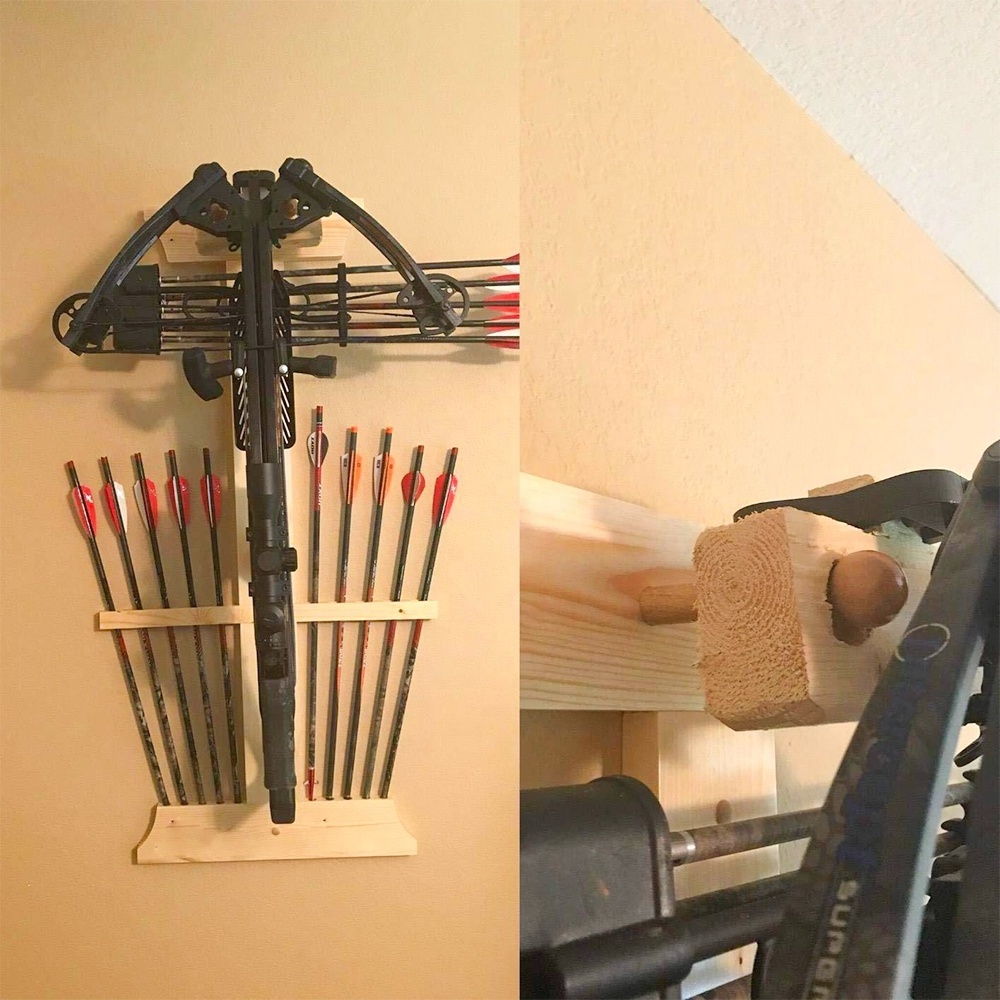 2022 New Design Archery Equipment Wooden Crossbow and 10 Arrow Bow Holder Rack for Wall Display Storage