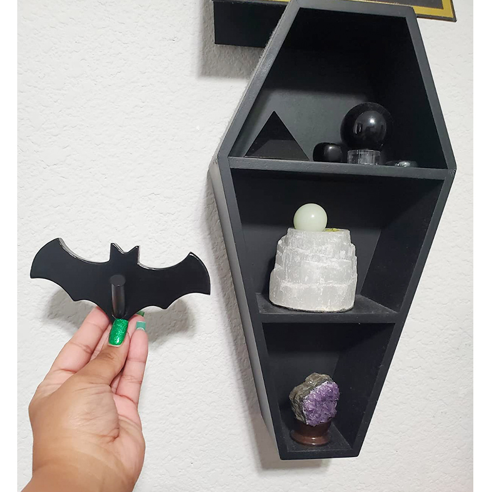 Bat Key Holder for Wall Multifunctional Wall Hooks- Wooden Gothic Decor for Kitchen Bathroom Living Room