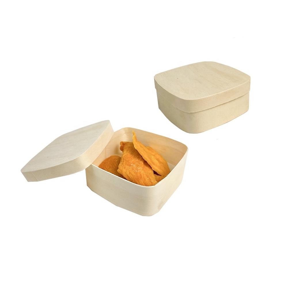 Lightweight Soft Veneer Wood Cheese Box Round Balsa Wood Food Storage Container Box Gift Box