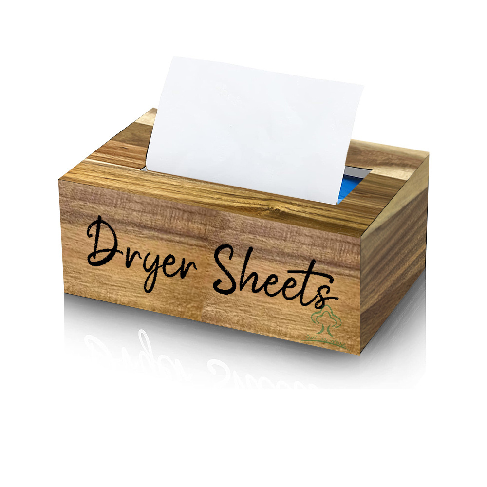 Rustic Wooden Dryer Sheet Dispenser and Laundry Pods Container with Lid and Drawer,Laundry Storage Box Dryer Sheet Holder